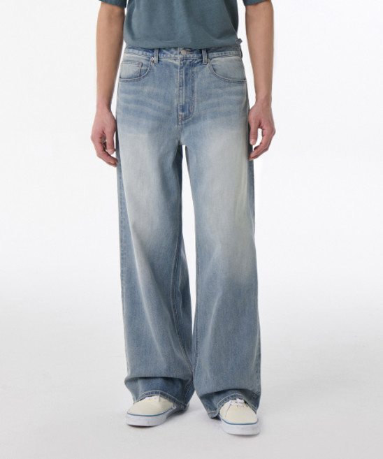 무신사 스탠다드 쿨탠다드 빅 브러쉬 엑스트라 와이드 데님 팬츠 라이트 인디고 498595