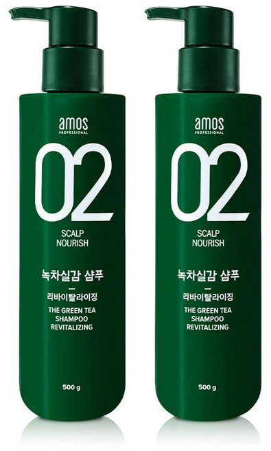 3위 - 아모스프로페셔널 녹차실감 리바이탈라이징 샴푸, 500g, 2개