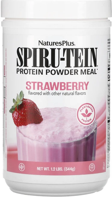 NaturesPlus Spiru-Tein 단백질 분말 식사 딸기 맛 544g(1.2lb), NaturesPlusSpiruTein단백질분말식사딸기맛, 544g, 1개 - 쿠팡
