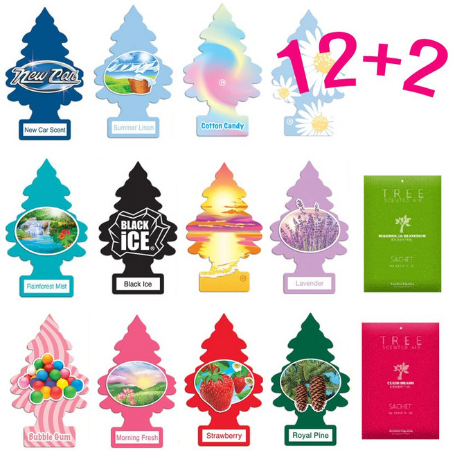 리틀트리 방향제 12개 + 아로마방향제 2개 총(14개) 차량용 방향제 미국산 12개 (향선택 가능) + 아로마사쉐2개, 랜덤 12+2, 1개