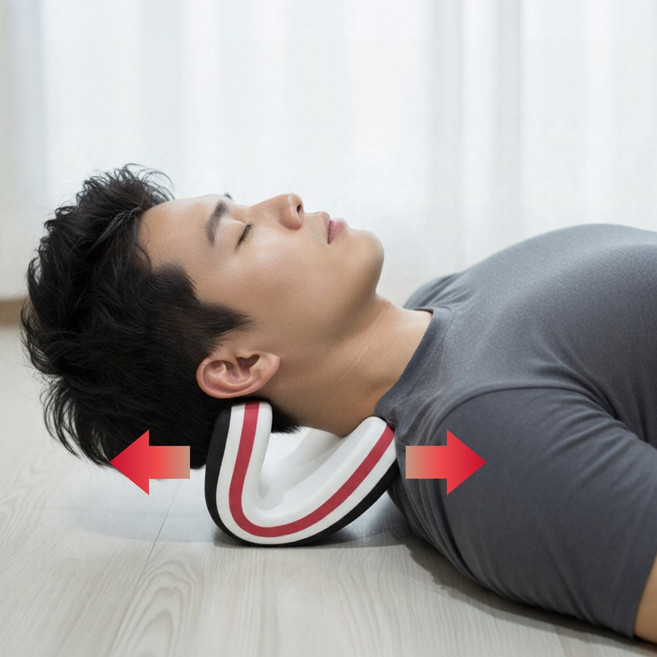 브로미 넥가드 목 스트레칭 자세관리 홈케어, 레드+블랙+화이트, 1개