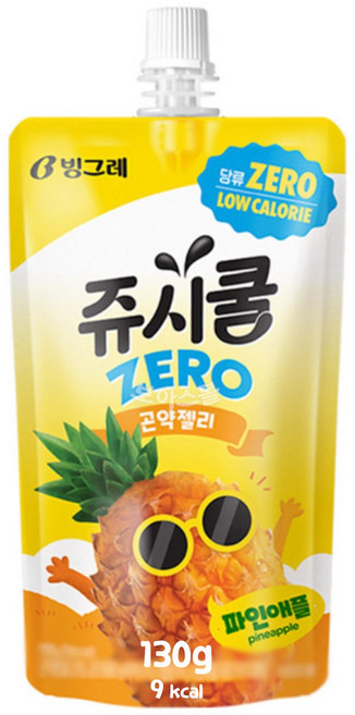 빙그레 쥬시쿨 제로 곤약젤리 파인애플, 130g, 20개