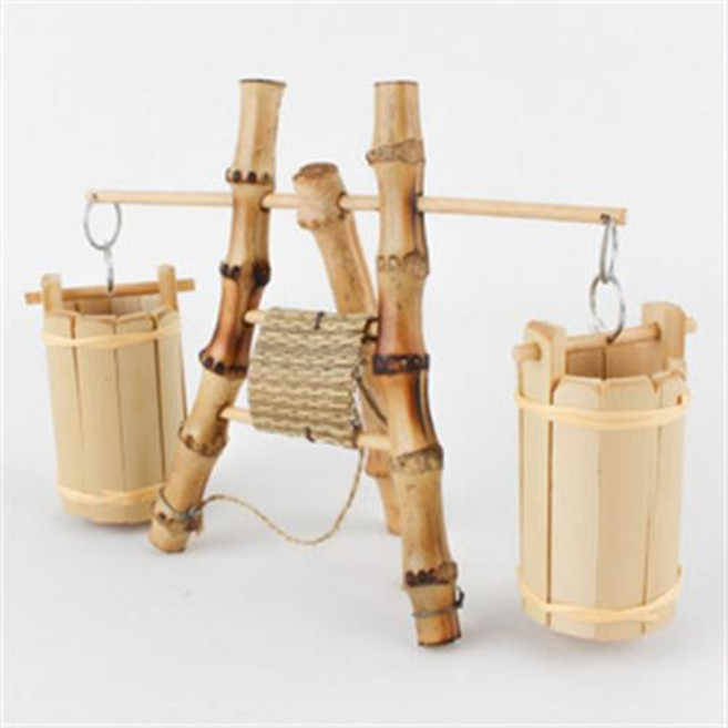 대나무 미니 물지게 대나무물지게 장식용물지게 미니어처 전통물지게 인테리어소품 물지게 지게 미니어쳐 민속소품, 대나무 미니 물지게 - 대