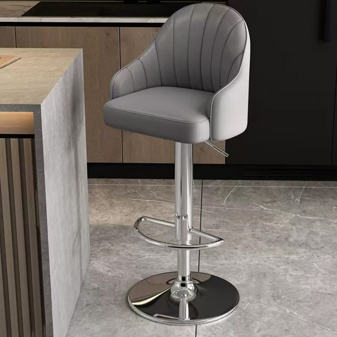 하루꿈 모던 바 체어 아일랜드 식탁 의자 홈바 회전 풋레스트 스툴 의자, 그레이