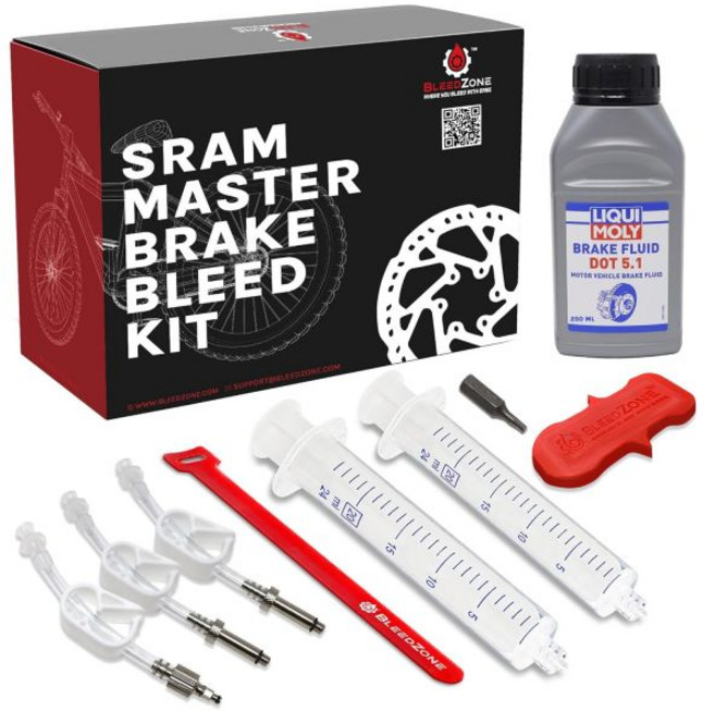 블리드존 SRAM 유압 브레이크용 브레이크 블리드 키트 3개 60ml DOT 51 오일 포함 자전거 브레이드 재사용 가능한 20ml 주사기 및 블리딩 엣지 도구, 마스터