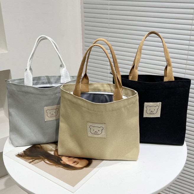 [어반굿즈] 귀여운 곰돌 데일리 미디움 지퍼형 에코백 가방