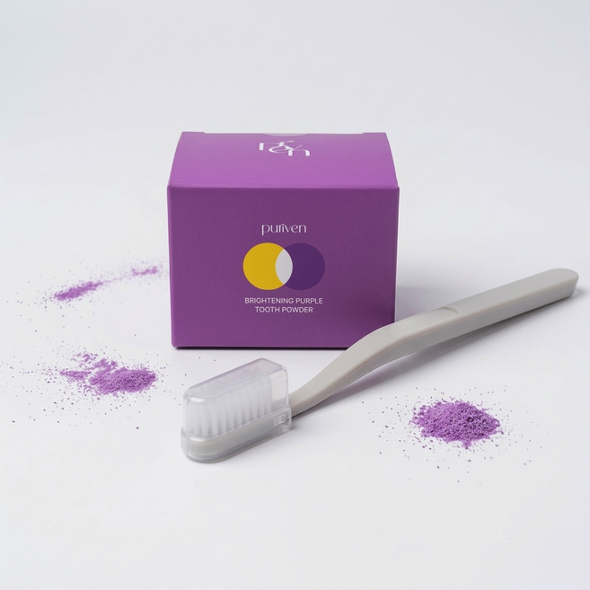 퓨리븐 퍼플 가루치약 보색브라이트닝 가루 치약, 1세트, 40g