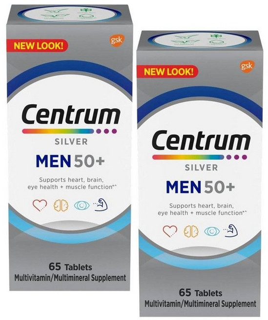 센트룸 실버 맨 50 플러스 멀티비타민 타블렛 Centrum Silver Men 50 Plus Multivitamin, 65정, 2개