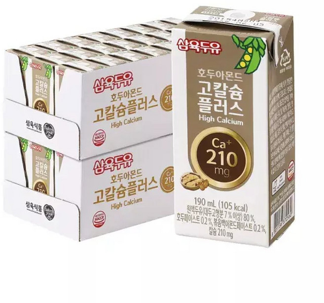 삼육두유 호두아몬드 고칼슘 플러스 두유, 190ml, 48개