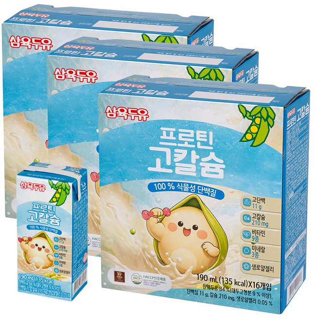 삼육두유 프로틴 고칼슘 100%식물성 단백질, 48개, 190ml