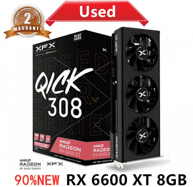 XFX RX 6600 XT 6600XT RX6600 XT 8GB 그래픽 카드 AMD GPU Radeon RX6600XT RX6600 XT GDDR6 비디오 카드 데스크탑 PC 컴퓨, RX6600 XT 8GB 3Fans, 03 RX6600 XT 8GB 3Fans
