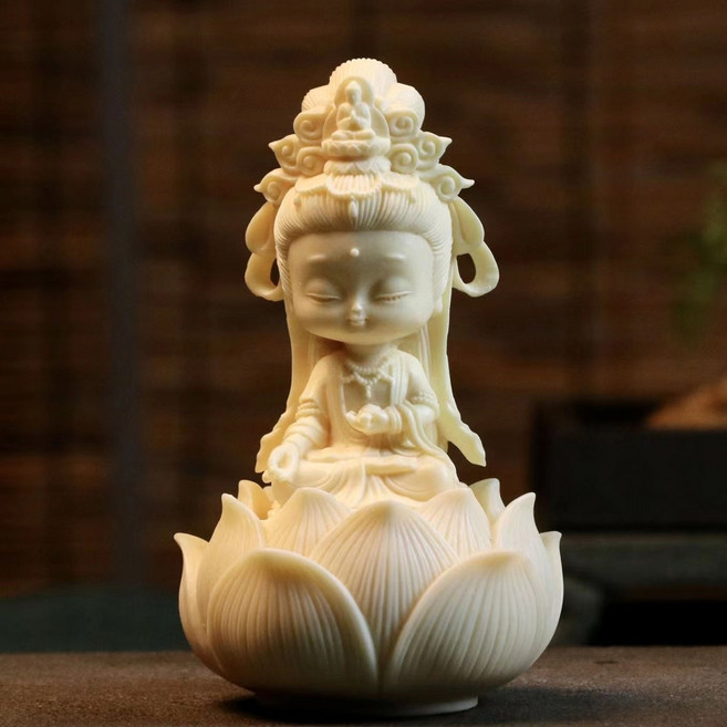 에쥬아 부처님상 관세음 피규어 로터스 받침대 사무실 자동차 장식품 미니불상, 관세음보살
