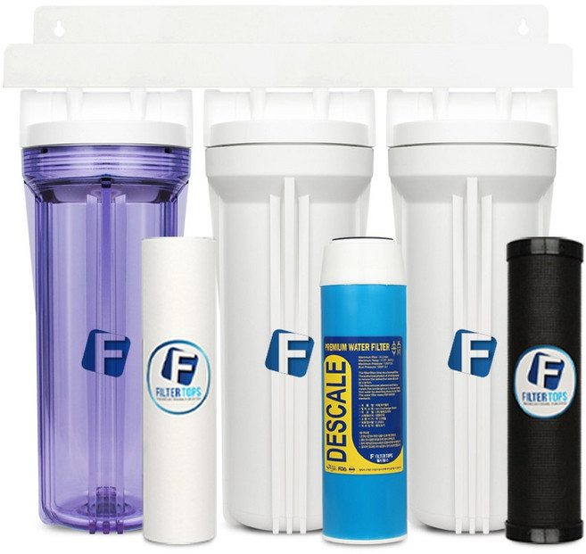 필터탑스 언더하우징 석회스케일제거 정수기 10인치 2단세트 3단세트 석회질 중금속제거 15A, 3단조립 1년세트, 1개