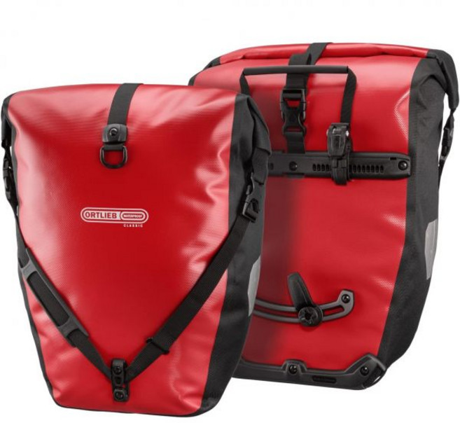 Ortlieb 자전거짐받이가방 리어백 패니어백 Unisex의 백롤러 클래식 QL2.1 자전거 가방 1쌍 -블랙/레드 40리터, Ortlieb 자전거짐받이가방 리어백 패니어백 Unis