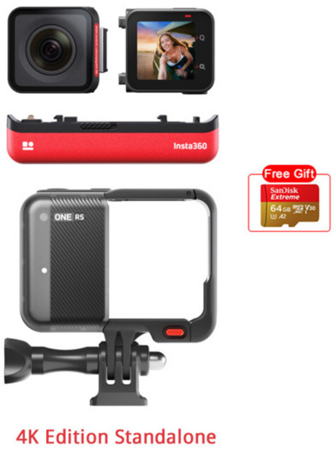 Insta360 ONE RS 트윈 에디션 스포츠 액션 카메라 5.7K 360 4K 광각 방수 비디오 카메라, 4K Edition, Standard