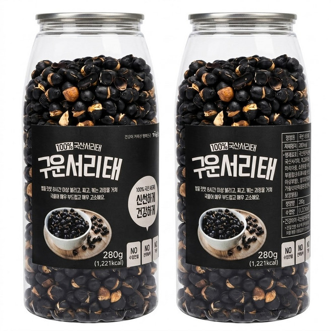 1+1 국산 볶은서리태 검정콩 뻥튀기 건강간식 다이어트과자, 280g, 2개