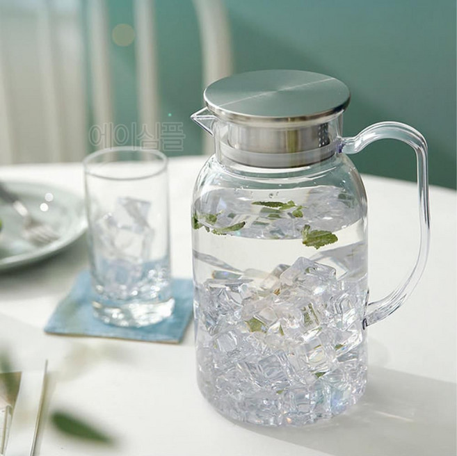 냉장고 올스텐 손잡이 물병 대용량 저그 피쳐 카페 가정용 음식점 식당 업소용 물통 피처, 대 1.8L, 깨않물S1 스텐 뚜껑 물병 대 1.8L, 1개