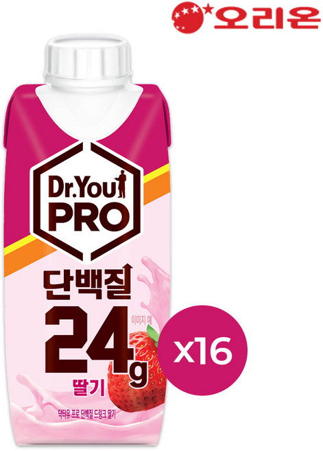 오리온 닥터유 프로 단백질 드링크 딸기, 16개, 250ml