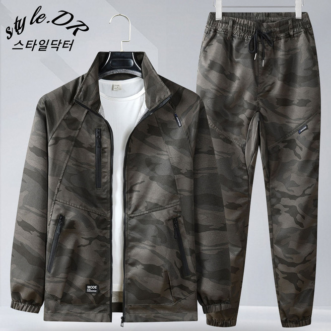 스타일닥터 남자 춘추 방수 방풍 카모 작업복 정비복 등산복 야외 낚시복 스포츠 상하의 세트