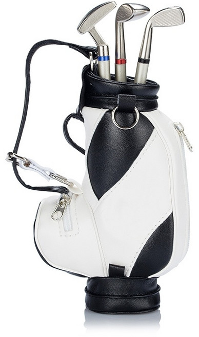 모카돌 미니어쳐 골프채 골프백 볼펜 세트, 블랙