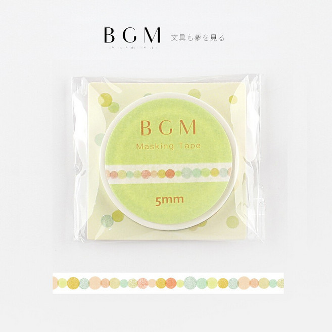 莫莫日貨 BGM 2021年5月新品和紙膠帶 細幅多彩圓點LS051 日系手帳裝飾必備, 1個