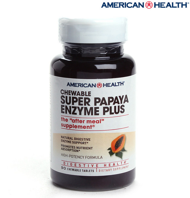 AMERICAN HEALTH 超級木瓜酵素咀嚼錠Plus 無麩質 無糖, 90顆, 1罐