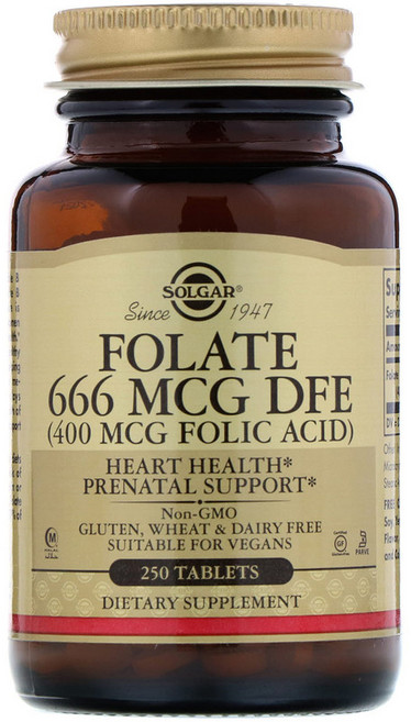 [정품 미국 배송] 솔가 폴레이트 666mcg DFE 250정 (타블렛) Solgar Folate MCG 250tabs, 1세트