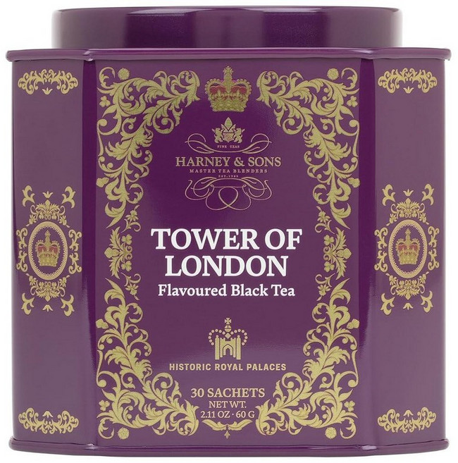 Harney and Sons 디카페인 핫 시나몬 스파이스 30 향 주머니 틴 디자인은 다를 수 있음 140015, Tower of London