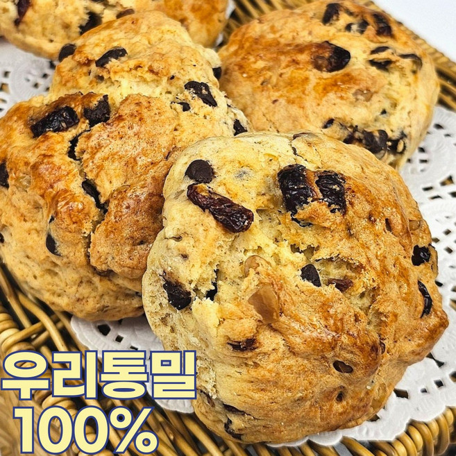 향연지 100프로 우리밀 크랜베리호두스콘 통밀가루가 아닌 원곡그대로 통밀빵 개별포장, 3개, 60g
