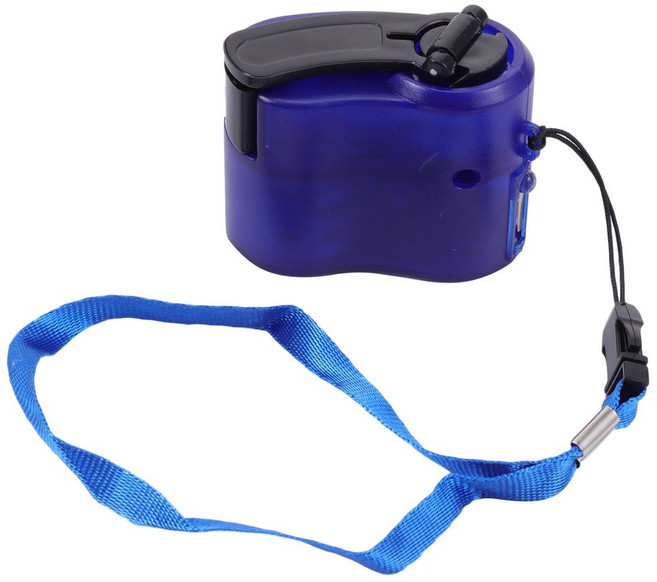 USB 여행 캠핑 소스 플라스틱 쉘 야외 발전기 충전 Dynmo 핸드 크랭크 비상 보조베터리 도구, Blue, 1개