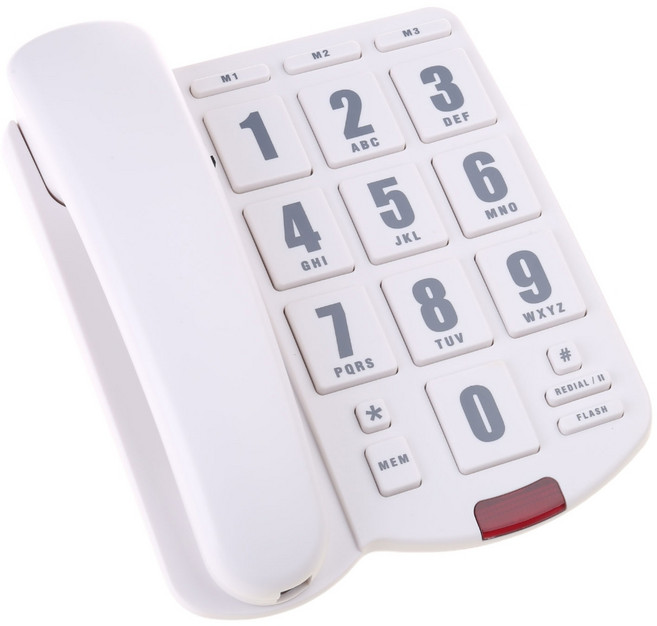 PK3000 유선 전화 제도로드 데스크 폰 큰 버튼이있는 큰 벨소리를 선배로 벨 데스 폰을위한 벨소리를 깔끔하게 벨소리로 만들기, 하얀색