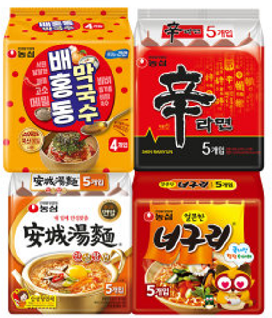 배홍동 막국수 4입+신라면 5입+안성탕면 5입+너구리 5입 (총 19봉), 19개