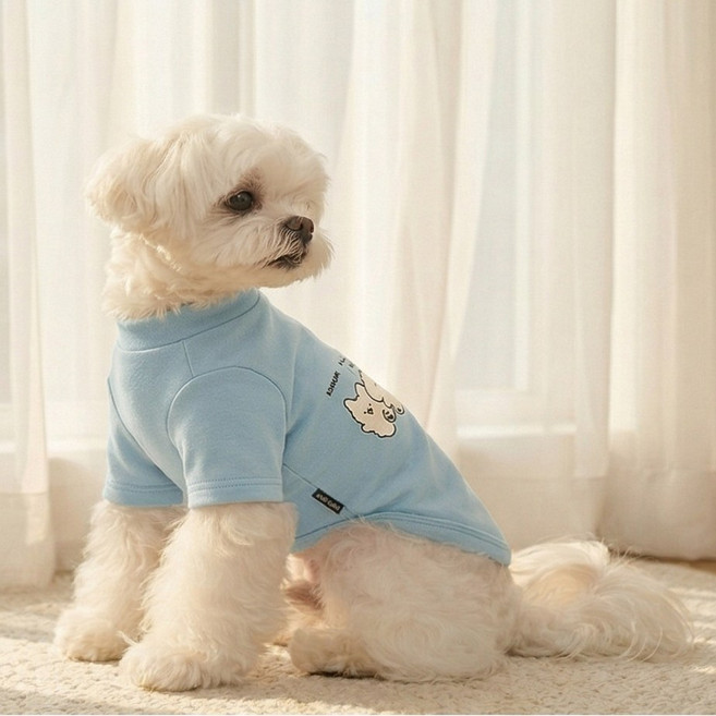 애견 레깅스 티셔츠 부드러운 통기성 고탄력 소재, 1개, 스카이블루