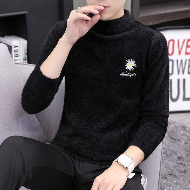 남자 스웨터 반폴라 가을 겨울 도톰한 밍크 반목 니트 슬림 216번 WG Z