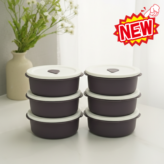 소노리떼 국산 실리콘 냉동밥보관용기 전자레인지 밥 소분 용기 밥팩 원형 400ml, 퍼플그레이, 6개