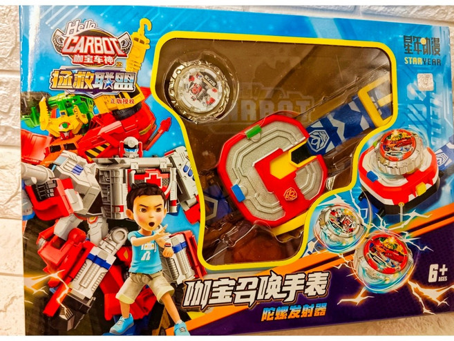 Hello CARBOT 咖寶車神 召喚手錶陀螺發射器 兒童互動玩具 附多款陀螺, 1個, Multi-color