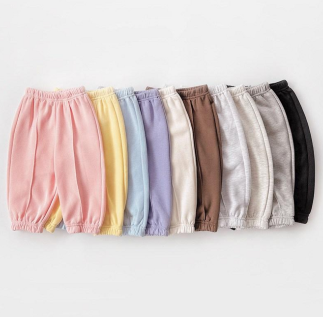 국내생산 아동 고무줄 기모 핀턱 조거 바지 츄리닝 트레이닝 팬츠