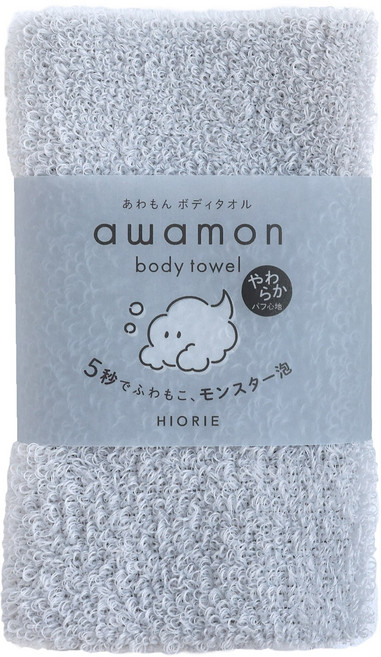 히오리에 아와몬 샤워타올 일본, 1개, 1개입, 소프트 라이트그레이