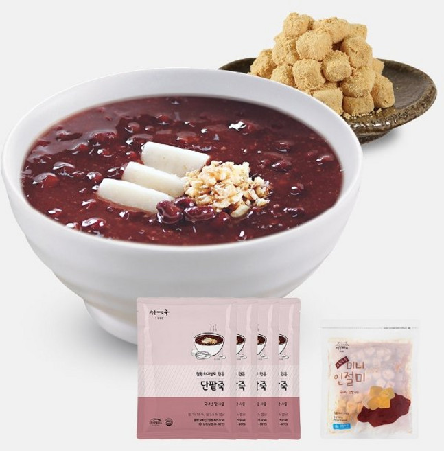 [SP909] 서울마님 단팥죽 500g X 4팩 토핑인절미 200g, 4