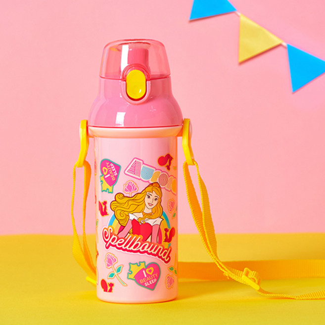 디즈니 원터치 스트랩 아동물병 450ml_프린세스, 1개, 450ml, 핑크
