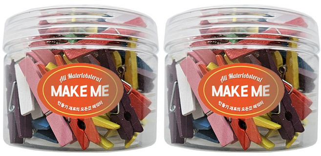 [메잌미] 다용도 원목 나무집게 혼합색 (4.5cm/약90개입), 1세트