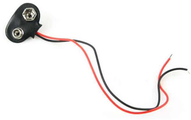 Coms 건전지 홀더 BU541/9V/2선전원 중앙연결/약 15cm 케이블-전원케이블, 1개