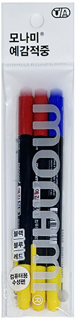 모나미 예감적중 사인펜 3본 세트, 적색 + 청색, 1세트