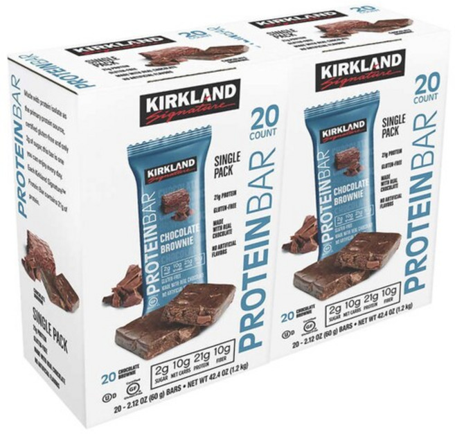 Kirkland Signature 커를랜드 시그니처 프로틴 바 초콜릿 브라우니 60g x 20바 단백질 에너지바, 20팩