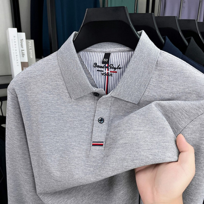 프리미엄 남성 비즈니스 오버핏 코튼 폴로셔츠 캐주얼 오피스 폴로긴발 빅사이즈 자수 폴로티셔츠