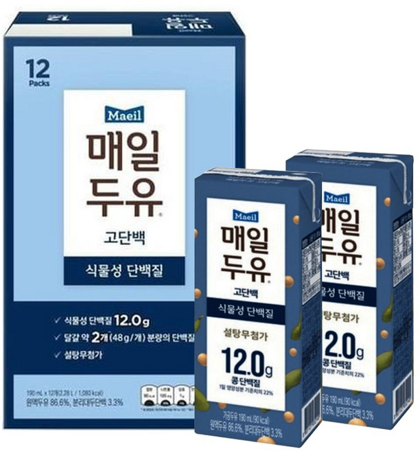 매일두유 고단백 플레인 두유, 190ml, 24개