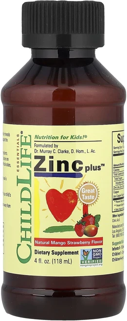 ChildLife Essentials Essentials Zinc Plus 천연 망고 딸기 맛 118ml(4fl oz), ChildLife Essentials Essent..., 1개, 118ml - 쿠팡