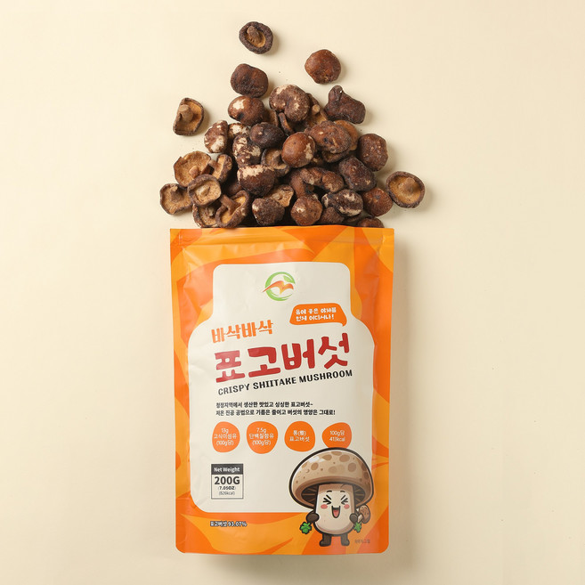 표고버섯칩 표고버섯과자 간식 건강 다이어트 간식 어린이 간식 핑거푸드, 4개, 30g