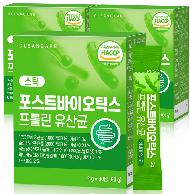 클린케어 포스트바이오틱스 프롤린 유산균, 60g, 3개