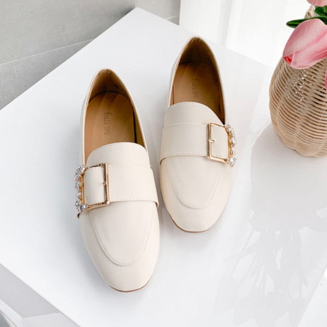 가이아슈 여성용 큐빅 버클 로퍼